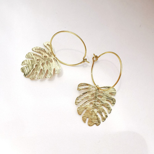 Náušnice Lístky zlaté Monstery — foto 2