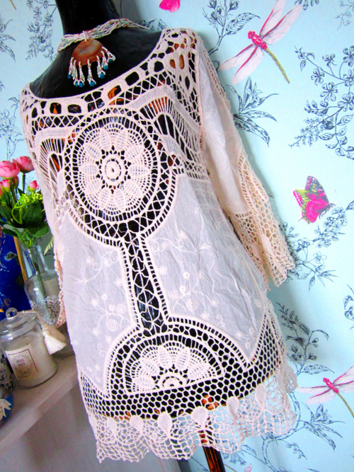 Tunika přírodí boho háčkovaná — foto 2