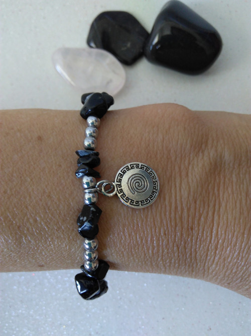 Náramek KRÉTA*obsidián*hematit — foto 2