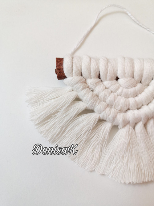 Macrame závěs bílý na skořici — foto 3
