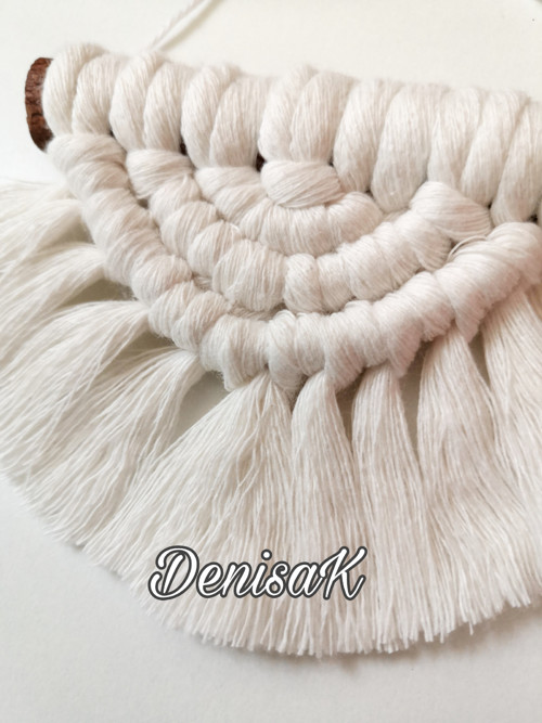 Macrame závěs bílý na skořici — foto 2