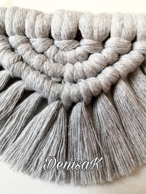 Macrame závěs šedý na skořici — foto 3