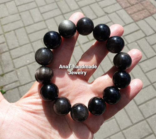 Náramek stříbrný obsidián — foto 6