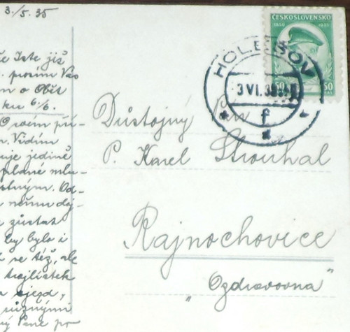 POHLEDNICE přání, pozdrav, rok 1935 — foto 2