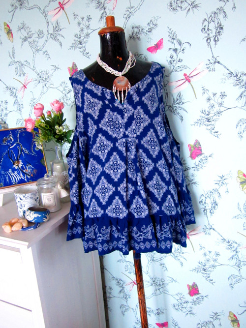 Tunika boho modrobílá — foto 2