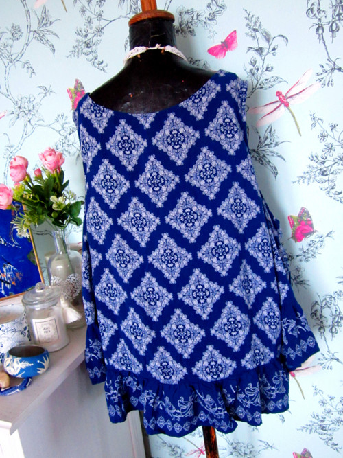 Tunika boho modrobílá — foto 3