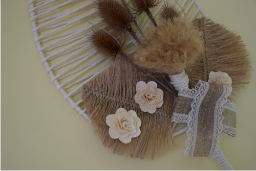 Macramé dekorace - list s bodláky — foto 3