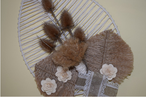 Macramé dekorace - list s bodláky — foto 4