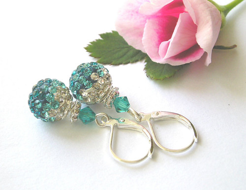 Shamballa náušnice Blue Zircon — foto 2