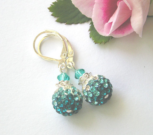 Shamballa náušnice Blue Zircon — foto 3