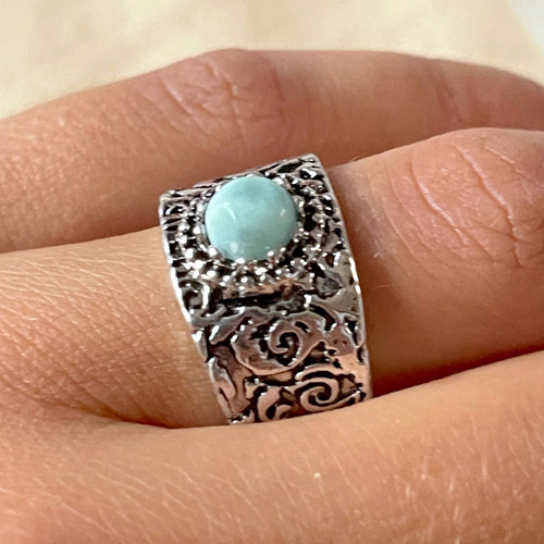 Starostříbrný prsten larimar /1067 — foto 4