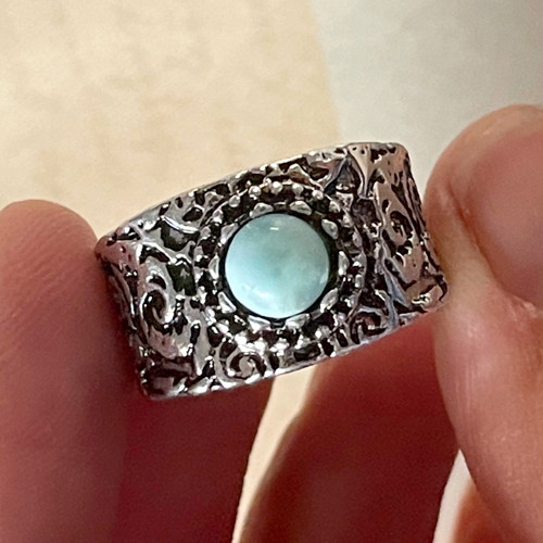 Starostříbrný prsten larimar /1067 — foto 6