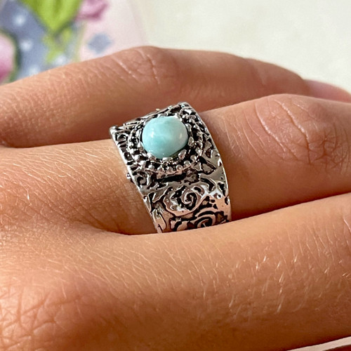 Starostříbrný prsten larimar /1067 — foto 3