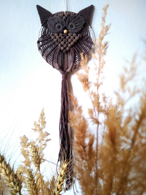 Macrame sova s minerálními kameny — foto 2