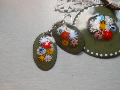 Náušnice millefiori — foto 2