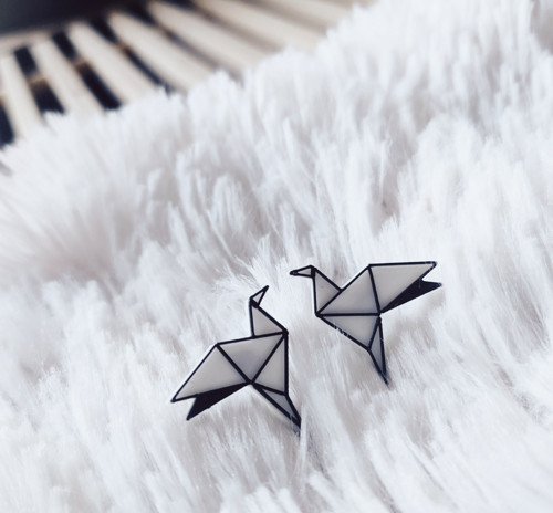 Sada brož a náušnice Pták Origami — foto 3