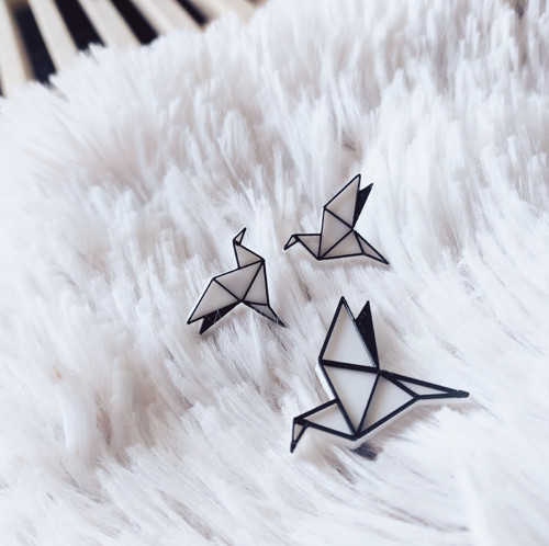 Sada brož a náušnice Pták Origami — foto 2