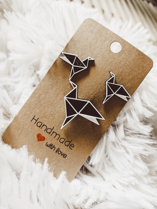 Sada brož a náušnice Pták Origami — foto 4