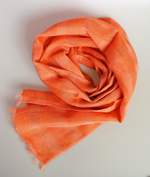 Ľanový šál ľahký oranžový — foto 5