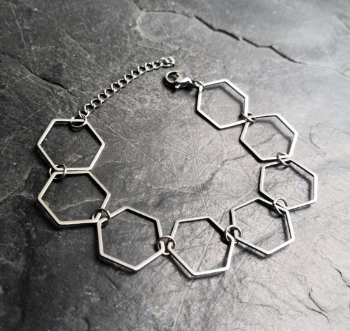 Ocelový náramek*hexagony*výrazný — foto 3