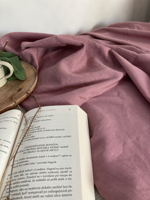 Ľanová PRIKRýVKA /PREHOZ - OLD ROSE — foto 2