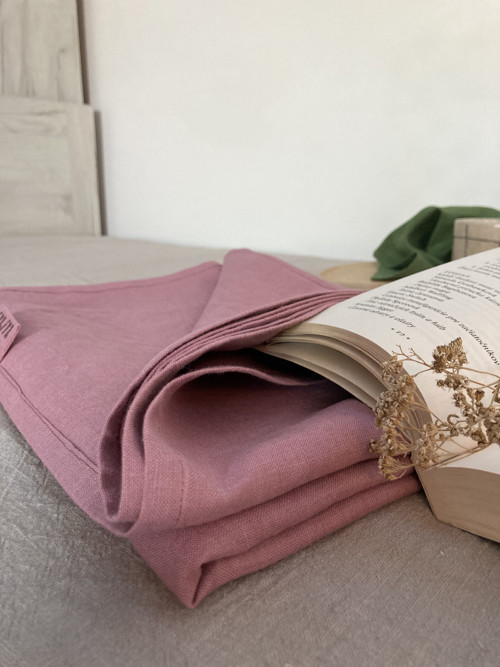 Ľanová PRIKRýVKA /PREHOZ - OLD ROSE — foto 4