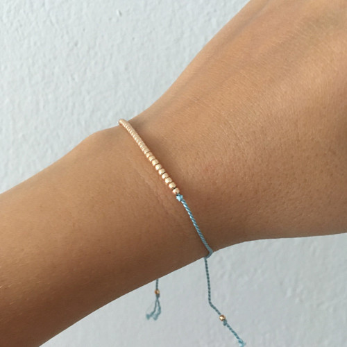 Náramek BASIC SILK Rosegold - light blue — foto 2