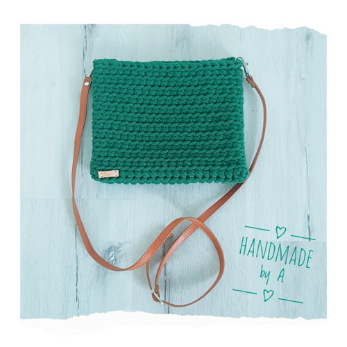 Háčkovaná crossbody kabelka - Pine Green — foto 2