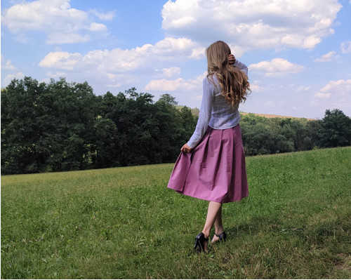 Manšestrová Růžová Midi Sukně — foto 6