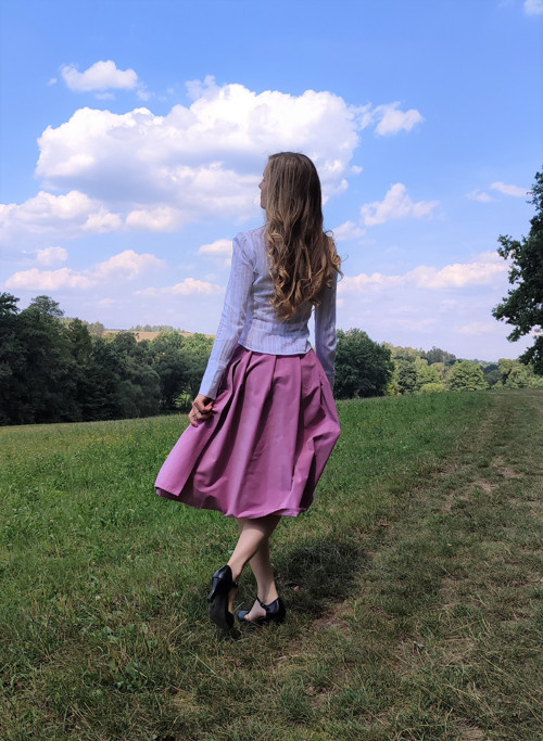 Manšestrová Růžová Midi Sukně — foto 2