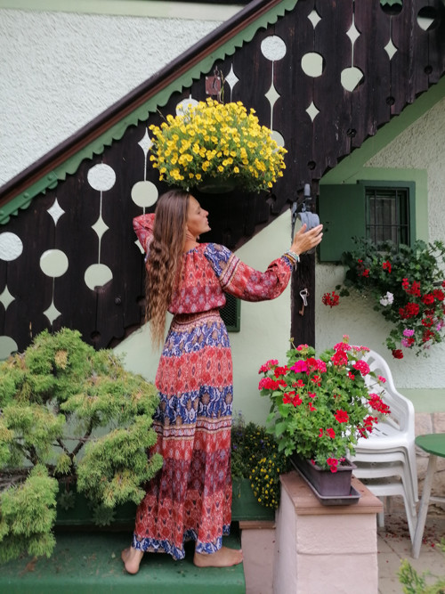 Bohemian šaty skořicové s modrou — foto 3