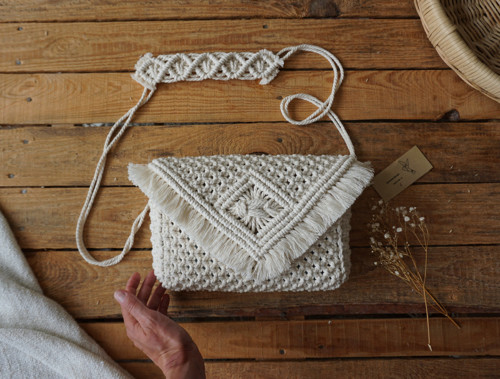 Macramé kabelka Natural (L) — foto 6