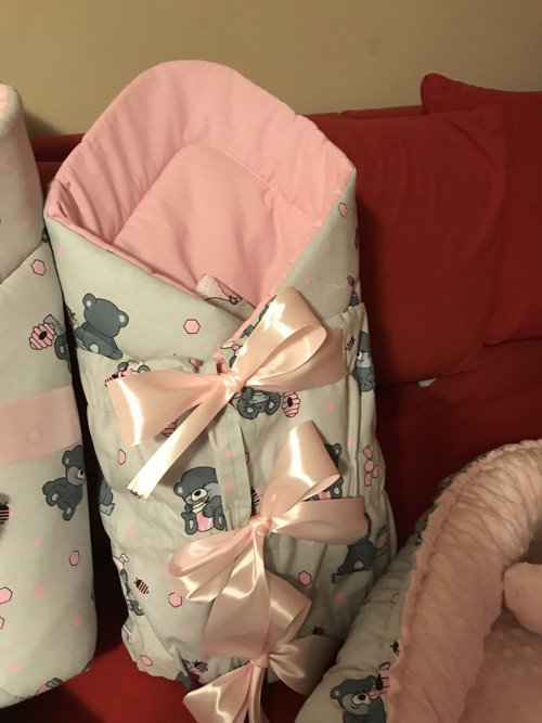 Zavinovačka s vázáním růžová s medvídky — foto 3