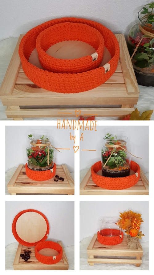 Háčkovaný košíček oranžový — foto 3