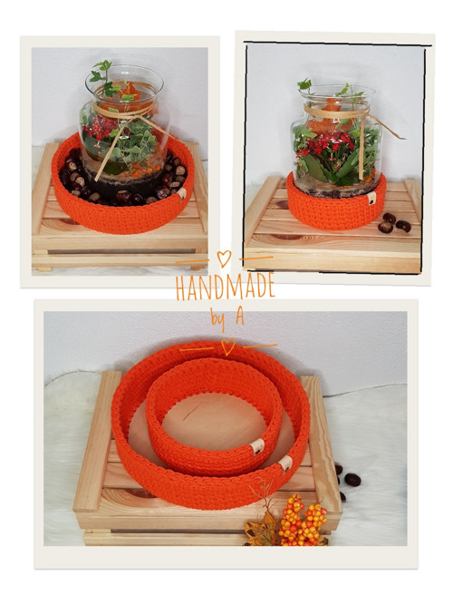 Háčkovaný košíček oranžový — foto 4