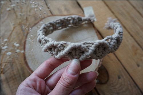 Macramé čelenka Beige — foto 2
