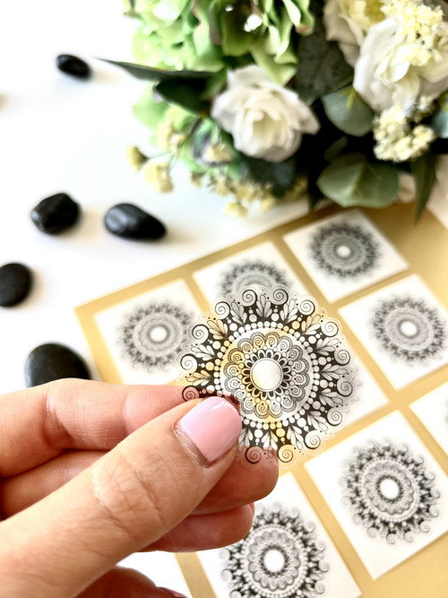 Samolepka mandala točitá transparentní, mini — foto 4