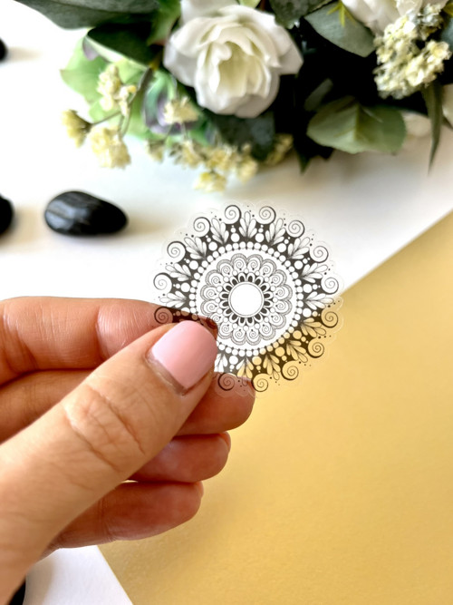 Samolepka mandala točitá transparentní, mini — foto 5
