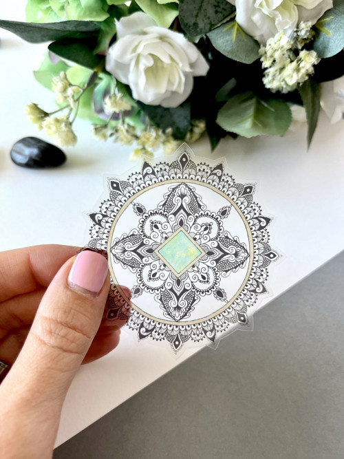 Samolepka mandala zelená, transparentní — foto 5