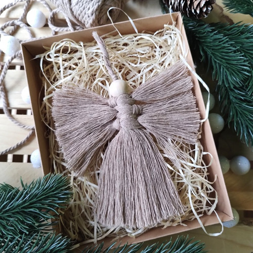Macramé andílek - hnědý — foto 2