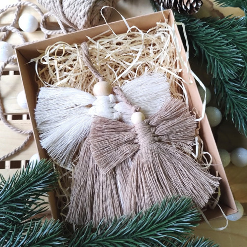 Macramé andílek - hnědý - menší — foto 3