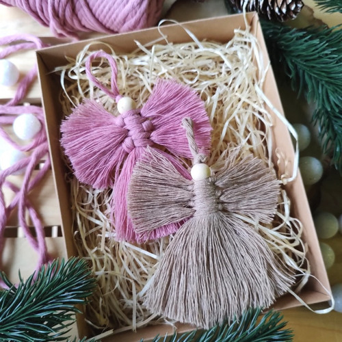 Macramé andílek - hnědý - menší — foto 2