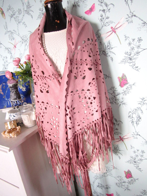Boho pončo pléd powder pink — foto 3