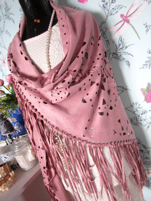 Boho pončo pléd powder pink — foto 2