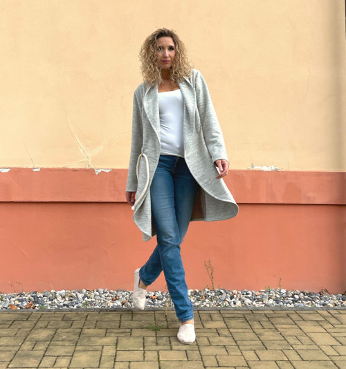Prodloužené sako béžové — foto 2
