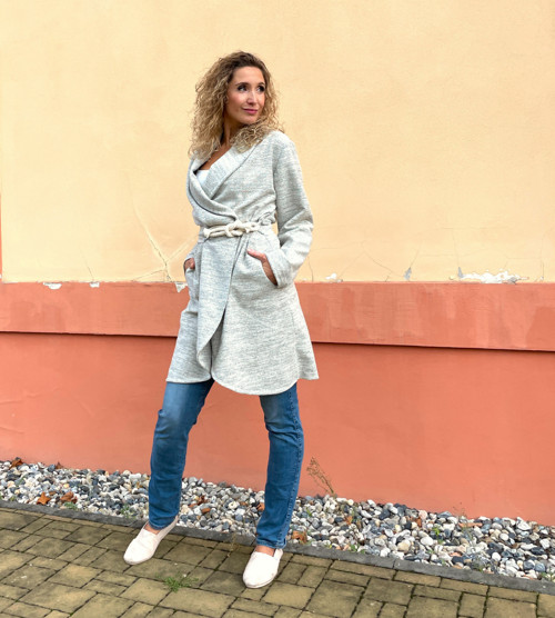 Prodloužené sako béžové — foto 4