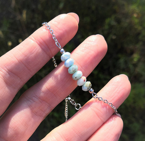 Náramek*larimar*broušené rondelky*chir.ocel — foto 6