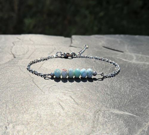 Náramek*larimar*broušené rondelky*chir.ocel — foto 3