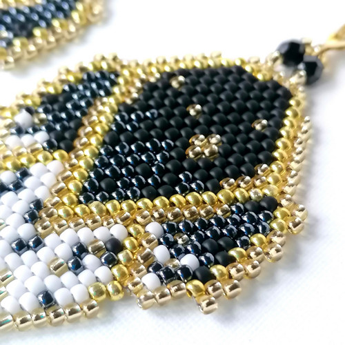 Black & White Dangle Beaded Earrings — foto 2