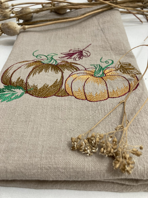 Ľanová utierka s výšivkou "PUMPKINS!" — foto 2